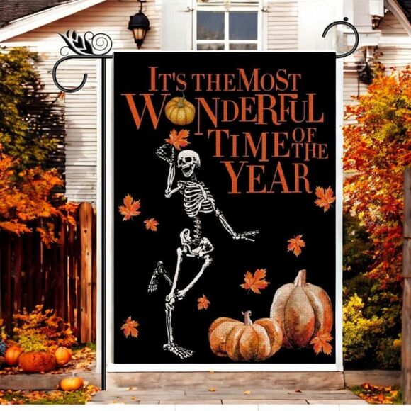 The Most Wonderful Time Of The Year  Garden Flag Halloween Skeleton Double Sided - Picture 5 of 6